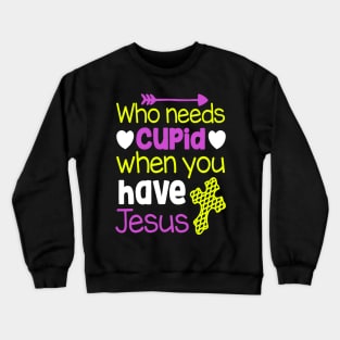 Cupid Valentine Purple Jesus Lover Crewneck Sweatshirt